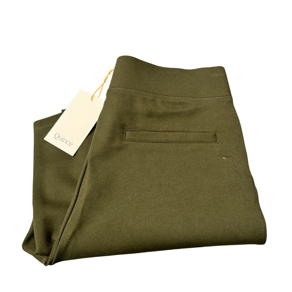 Quince Kick Flare Pant Womens Medium Ultra-Stretch Ponte Olive Green Pull On NEW
